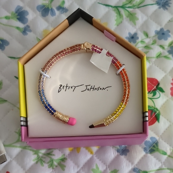 Betsey Johnson Accessories - Betsey Johnson Colorful Crystal Hinged Pencil Bracelet New